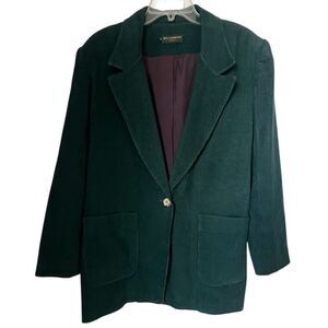 Vintage Hill Country Green Corduroy Classic Timeless Fall Jacket Blazer Sz 12